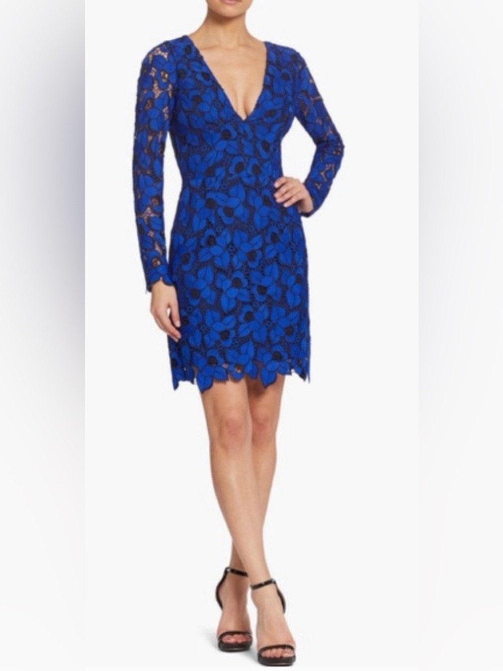 NWT DRESS THE POPULATION royal blue lace dress XS